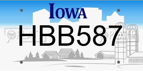 HBB587 Iowa License Plate