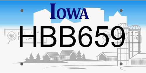 HBB659 Iowa License Plate