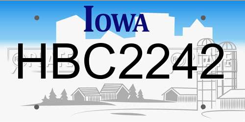 HBC2242 Iowa License Plate