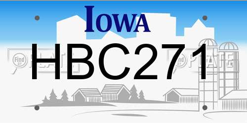 HBC271 Iowa License Plate