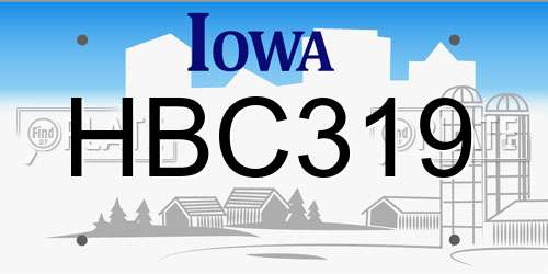 HBC319 Iowa License Plate