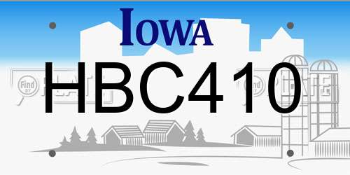 HBC410 Iowa License Plate