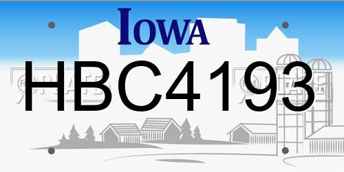 HBC4193 Iowa License Plate