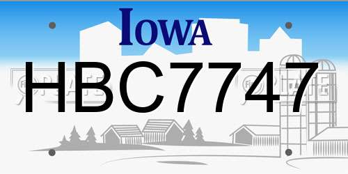 HBC7747 Iowa License Plate