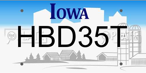 HBD35T Iowa License Plate