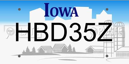 HBD35Z Iowa License Plate