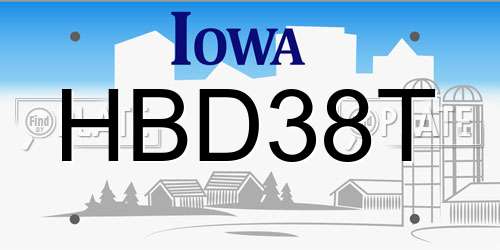 HBD38T Iowa License Plate