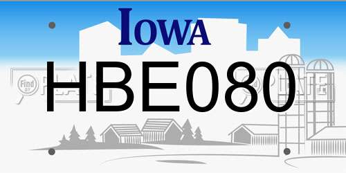 HBE080 Iowa License Plate