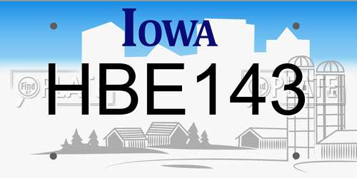 HBE143 Iowa License Plate