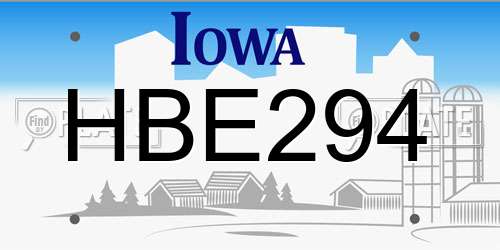 HBE294 Iowa License Plate