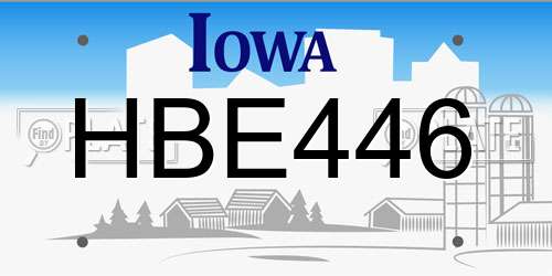 HBE446 Iowa License Plate