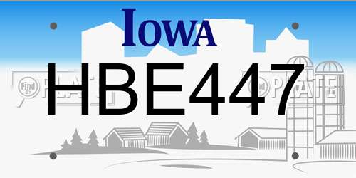 HBE447 Iowa License Plate
