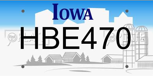 HBE470 Iowa License Plate