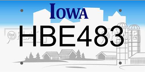 HBE483 Iowa License Plate