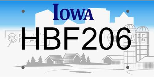 HBF206 Iowa License Plate