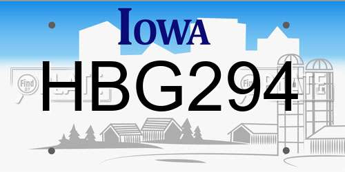 HBG294 Iowa License Plate