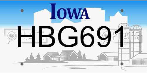 HBG691 Iowa License Plate