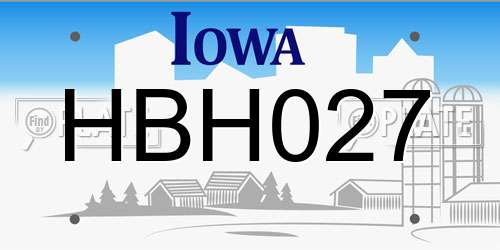 HBH027 Iowa License Plate