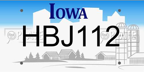 HBJ112 Iowa License Plate