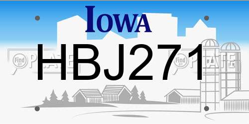 HBJ271 Iowa License Plate