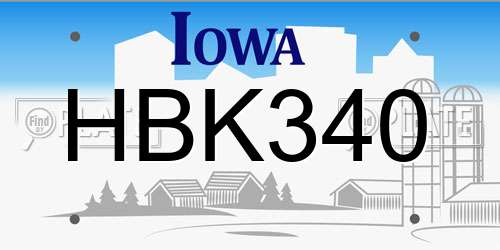HBK340 Iowa License Plate
