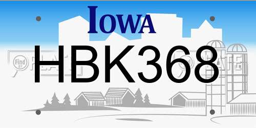 HBK368 Iowa License Plate