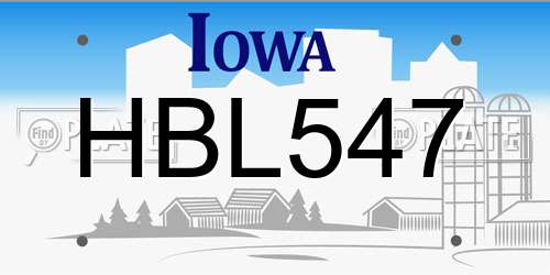 HBL547 Iowa License Plate