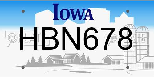 HBN678 Iowa License Plate