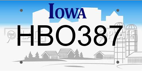 HBO387 Iowa License Plate
