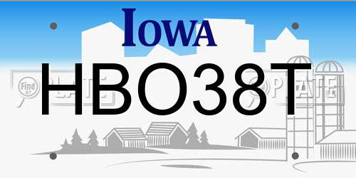 HBO38T Iowa License Plate