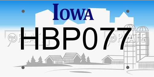 HBP077 Iowa License Plate