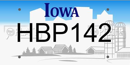HBP142 Iowa License Plate