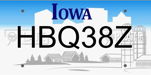 HBQ38Z Iowa License Plate