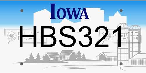 HBS321 Iowa License Plate