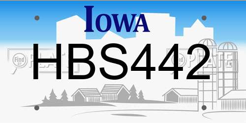 HBS442 Iowa License Plate