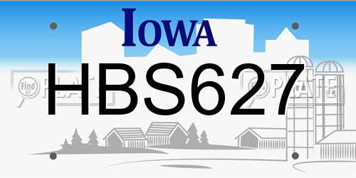 HBS627 Iowa License Plate