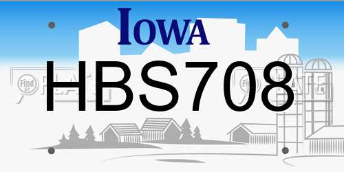 HBS708 Iowa License Plate