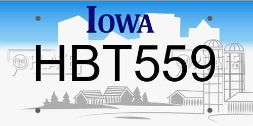 HBT559 Iowa License Plate