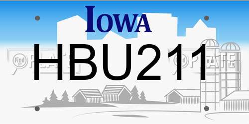HBU211 Iowa License Plate