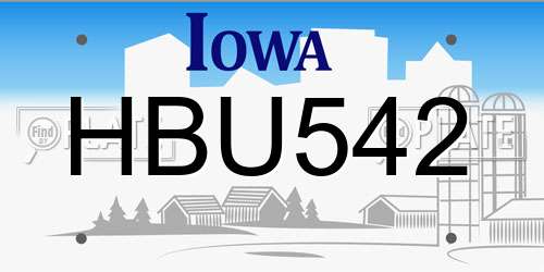 HBU542 Iowa License Plate