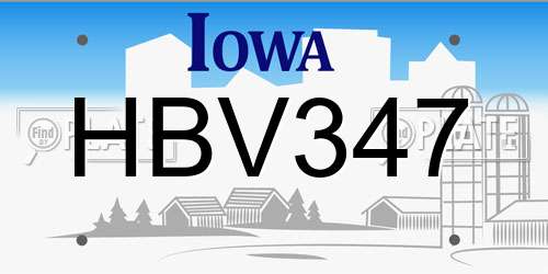 HBV347 Iowa License Plate