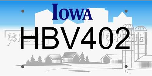 HBV402 Iowa License Plate