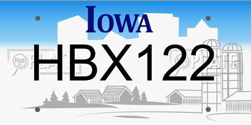 HBX122 Iowa License Plate