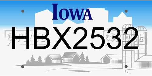 HBX2532 Iowa License Plate