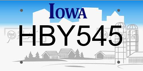 HBY545 Iowa License Plate