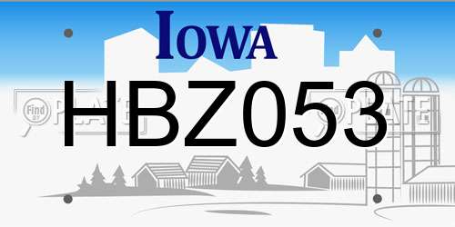 HBZ053 Iowa License Plate
