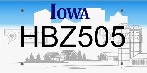 HBZ505 Iowa License Plate