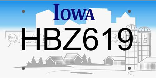 HBZ619 Iowa License Plate