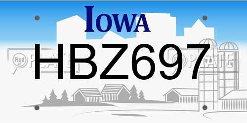 HBZ697 Iowa License Plate