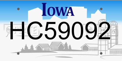 HC59092 Iowa License Plate
